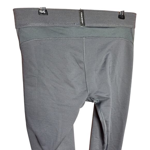 Nike Pro Training Tights Mens Medium Dri-fit 3/4 length green/gray base layer - Picture 3 of 6